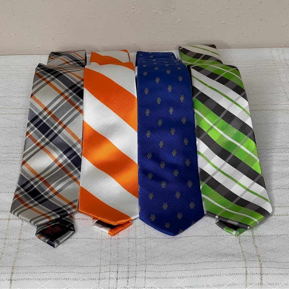 Rooster Ties 4 Mens Striped Multicolor Patterns Polyester Skinny 49.5” L. 1robot